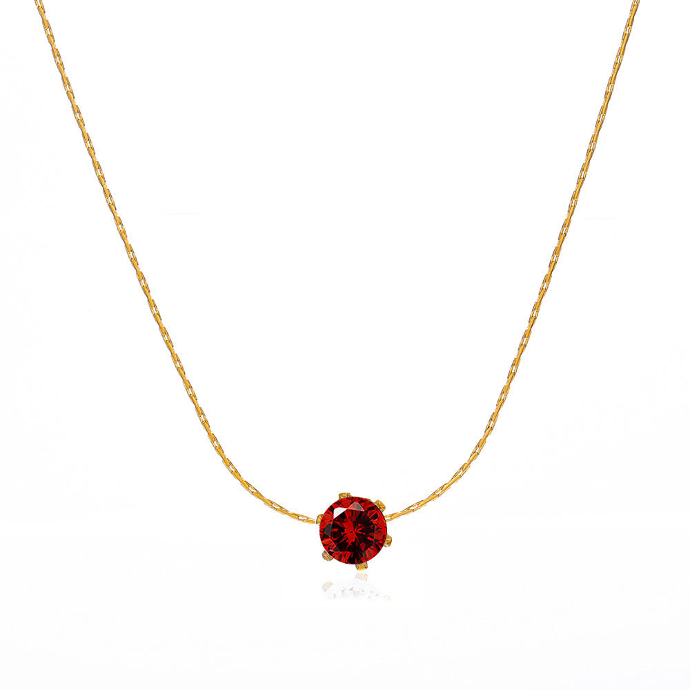 Glint & Gossip Gold-Tone Solitaire American Diamond Pendant Necklace
