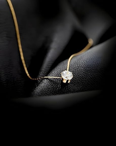 Glint & Gossip Gold-Tone Solitaire American Diamond Pendant Necklace