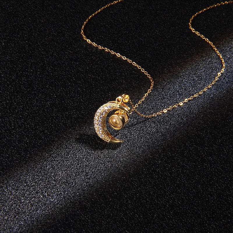 100 I Love You’s Crescent Necklace